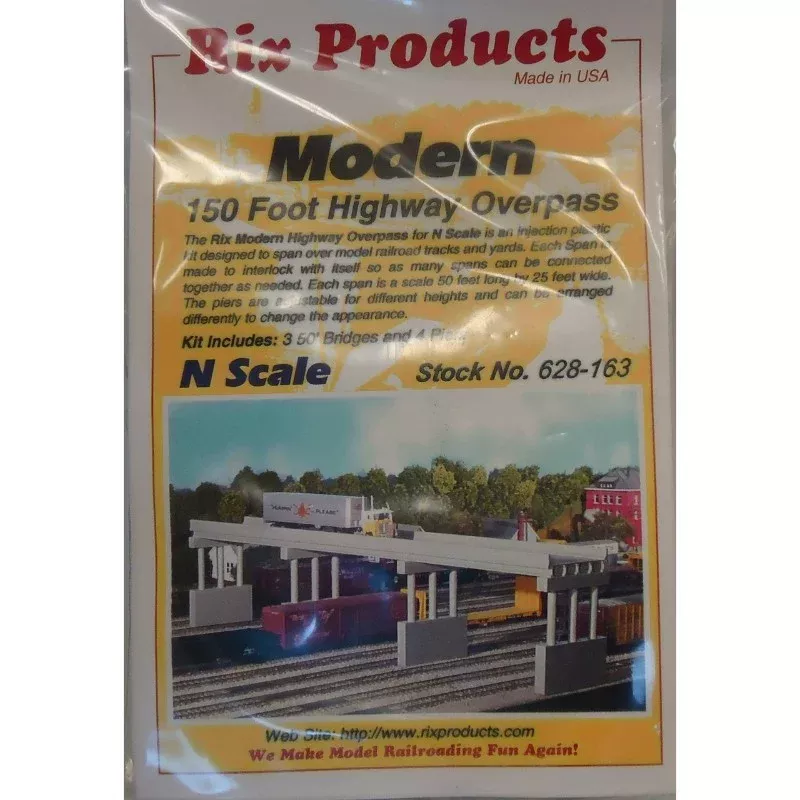 Rix Products 628-0163 - Modern 150' Highway Overpass with Piers - N Scale Kit